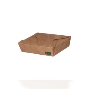 Marmita rectangular kraft com janelas 750 ml